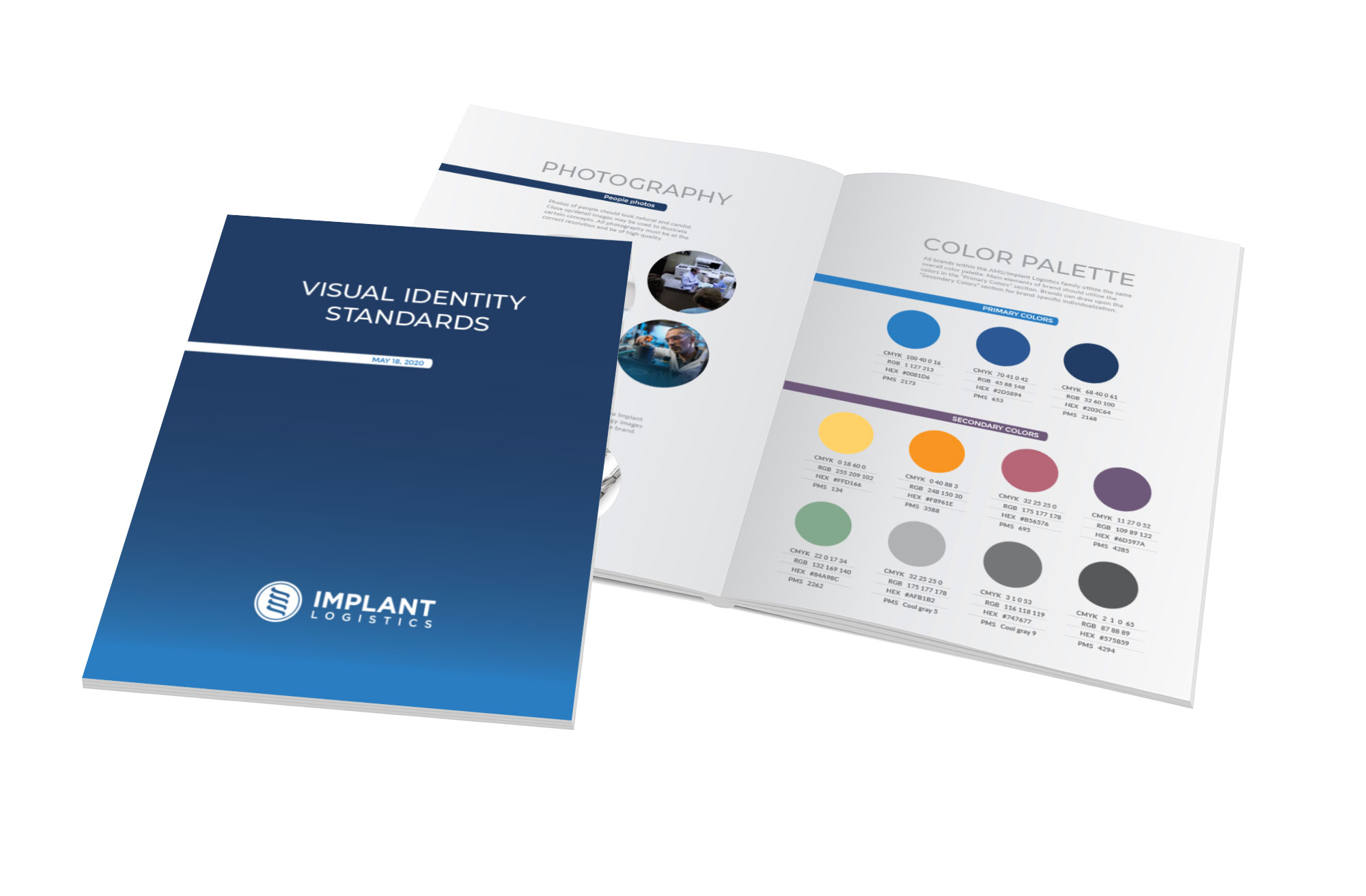 Implant Logistics visual identity standards guide created by Vendi Advertising 