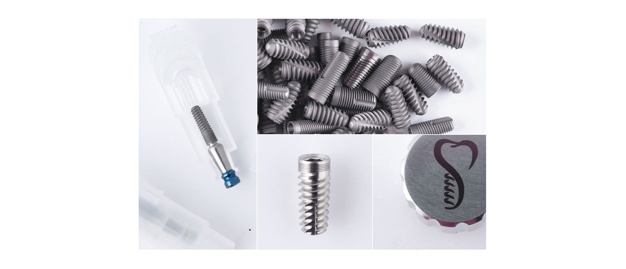 Collage of Implant Logistics dental implant product photos created by Vendi Advertising