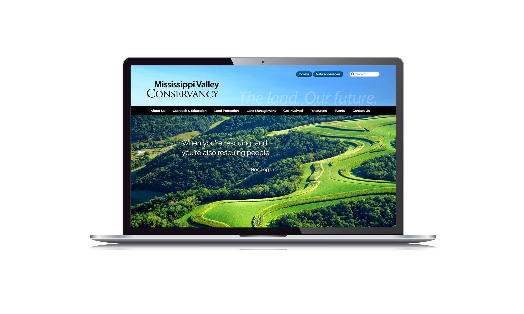 Mississippi Valley Conservancy website screen