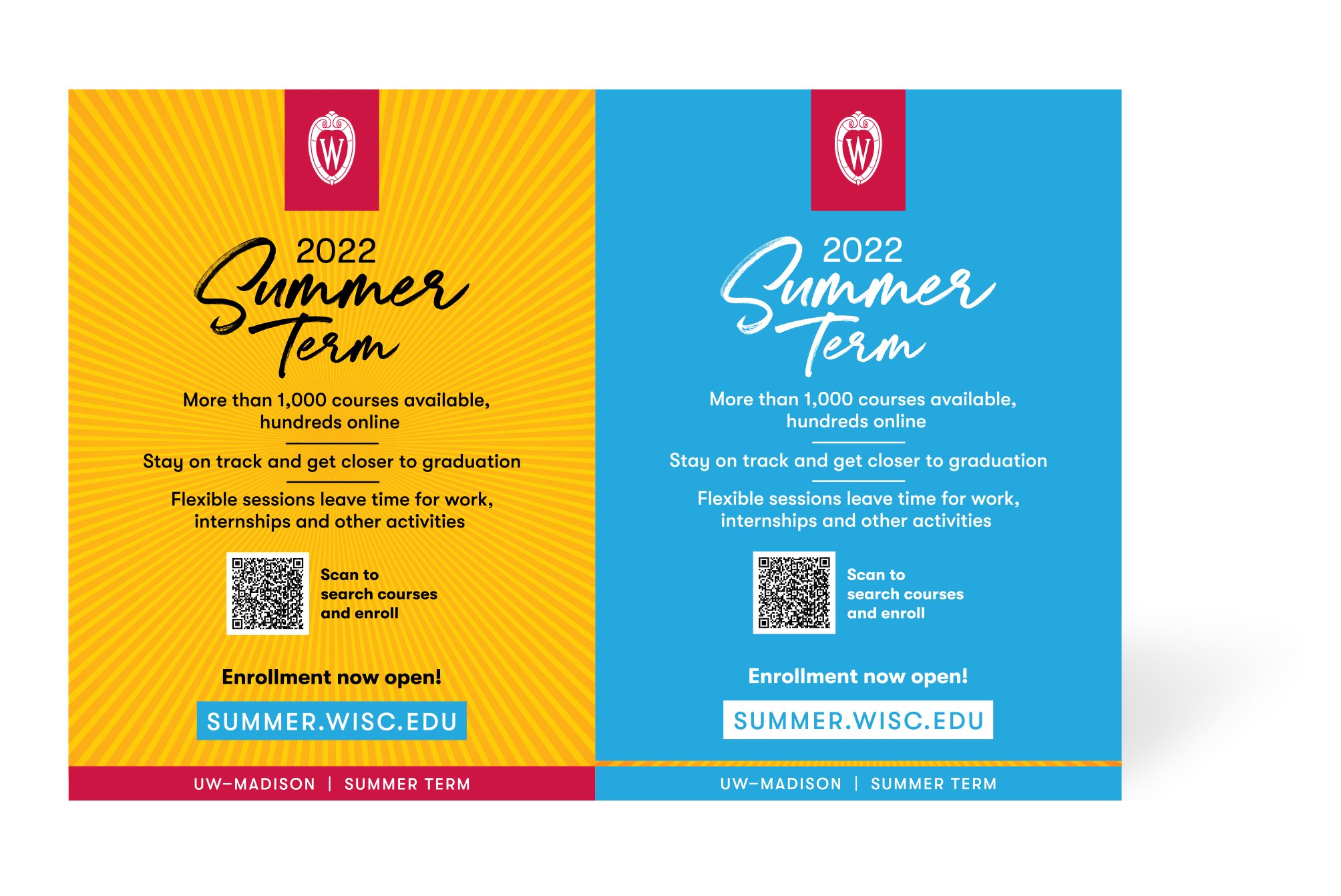 University of Wisconsin–Madison summer term signage with program overview, QR code, URL for more information