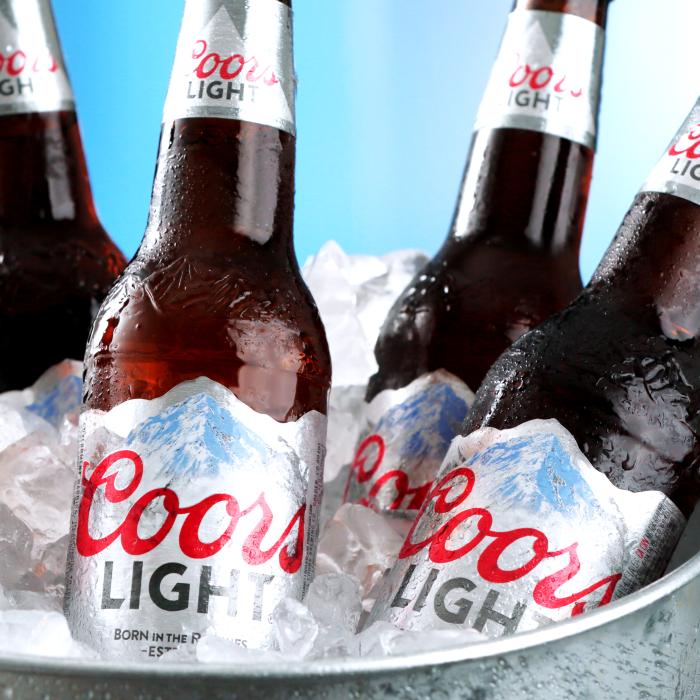 Coors Light bottles with labels printed at Inland Packaging in La Crosse, Wisconsin