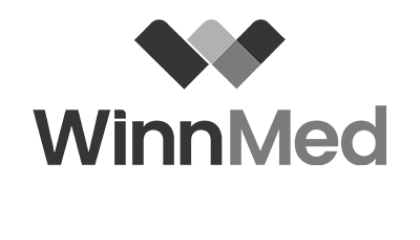 Black and white version of WinnMed logo created by Vendi Advertising