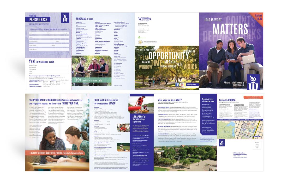 Winona State University explore campus brochure