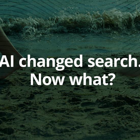 Water background with the title "AI changed search. Now what?"